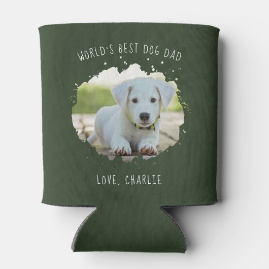 Rafraîchisseur Pour Canette Fun Custom Pet Photo Splash Best Chien Papa Vert (Dos)