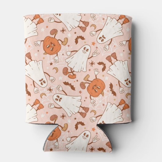 Rafraîchisseur Pour Canette Fun Retro Ghost & Jack-O-Lantern Motif (Dos)