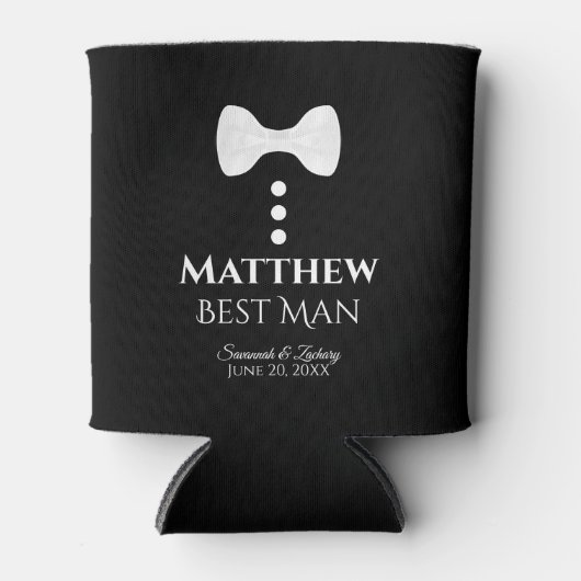 Rafraîchisseur Pour Canette Fun White Cravate Best Man Mariage mousse Can Cool (Devant)