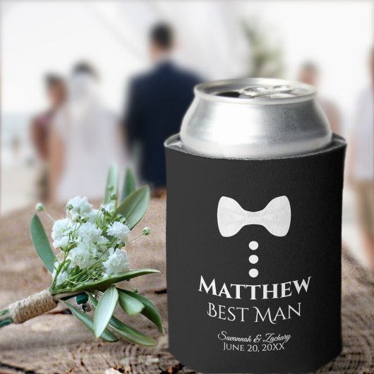 Rafraîchisseur Pour Canette Fun White Cravate Best Man Mariage mousse Can Cool