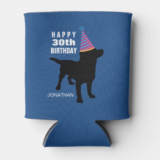 Rafraîchisseur Pour Canette Funky Black Lab Chien Casquette d'anniversaire N'i (Devant)