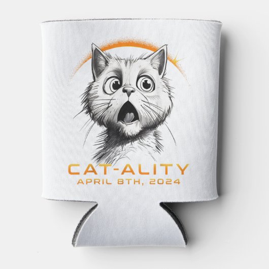 Rafraîchisseur Pour Canette Funny 2024 Éclipse solaire Cat-ality Total Solaire (Devant)