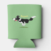 Rafraîchisseur Pour Canette Funny Border Collie chien en course dessin animé (Dos)