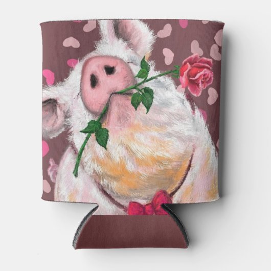Rafraîchisseur Pour Canette Funny Can Cooler avec Gentleman Pig - Amour (Devant)