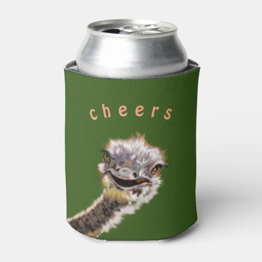 Rafraîchisseur Pour Canette Funny Can Cooler avec Happy Ostrich - Texte person (Can devant)