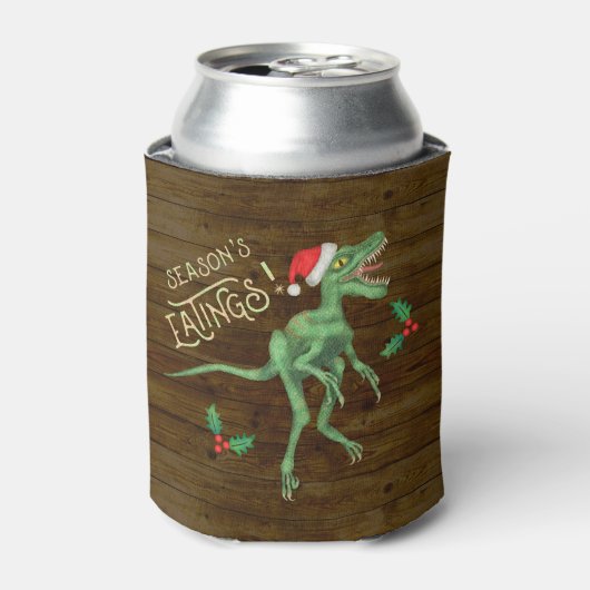 Rafraîchisseur Pour Canette Funny Christmas Velociraptor Dinosaur Monogrammé (Can devant)