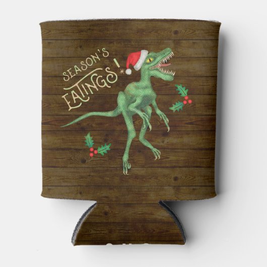 Rafraîchisseur Pour Canette Funny Christmas Velociraptor Dinosaur Monogrammé (Devant)