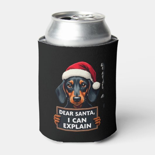 Rafraîchisseur Pour Canette Funny Dachshund Christmas Dear Santa I Can Explain (Can devant)