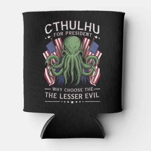 Rafraîchisseur Pour Canette Funny Elections 2024 Cthulhu pour le président (Devant)