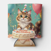 Rafraîchisseur Pour Canette Funny happy birthday cat (Devant)