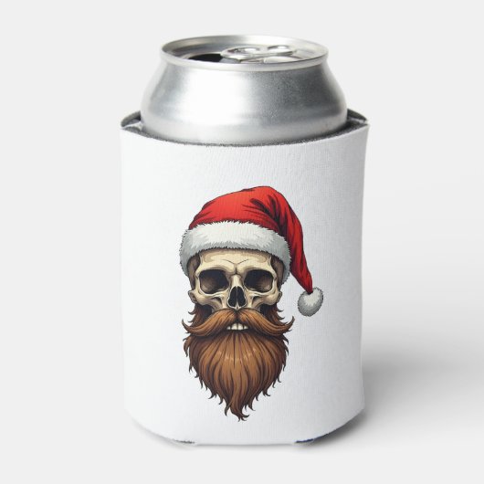 Rafraîchisseur Pour Canette Funny Hipster Santa Skull Face With Hat Beard Chri (Can devant)