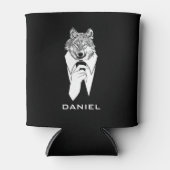 Rafraîchisseur Pour Canette Funny Hipster Wolf avec Black Tuxedo Personnalisé (Devant)