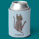 Rafraîchisseur Pour Canette Funny Humour de chat personnalisé<br><div class="desc">Un drôle de lessive de chat. Ou peut-être qu'il ne fait que du yoga ? Embrasse-le à tes risques et périls ! Soulevez un sourire de n'importe quel amoureux des animaux. Modifiez ou supprimez le nom à customiser.</div>