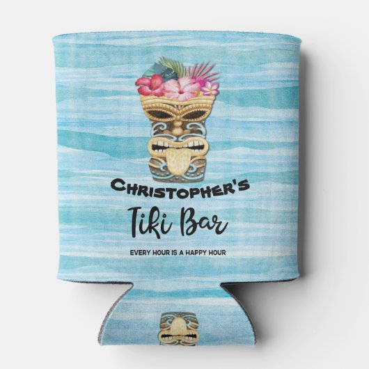 Rafraîchisseur Pour Canette Funny Island Luau Tiki Monogramme (Dos)