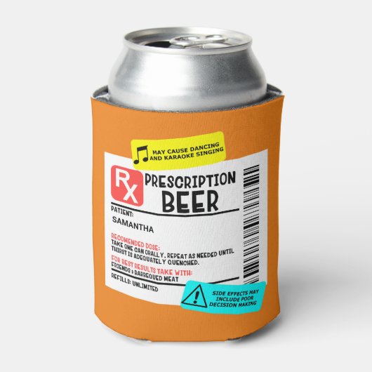 Rafraîchisseur Pour Canette Funny Prescription Bière Avertissement Étiquette P (Can devant)