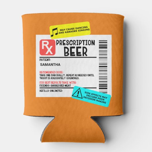 Rafraîchisseur Pour Canette Funny Prescription Bière Avertissement Étiquette P (Dos)