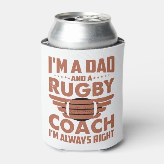Rafraîchisseur Pour Canette Funny Rugby papa et entraîneur de rugby (Can devant)