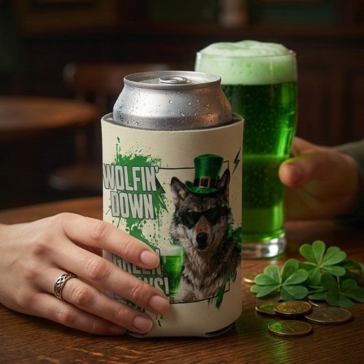 Rafraîchisseur Pour Canette Funny St. Patrick's Day Wolf Can Cooler