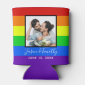 Rafraîchisseur Pour Canette Gay pride photo à rayures arc-en-ciel Mariage LGBT (Dos)