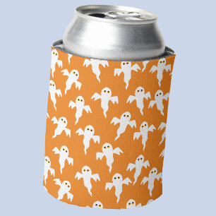 Rafraîchisseur Pour Canette Ghost Halloween orange et blanc