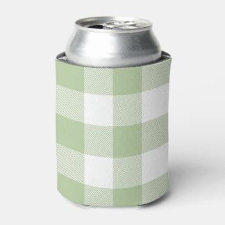 Rafraîchisseur Pour Canette Gingham à carreaux de sauge et de buffle blanc