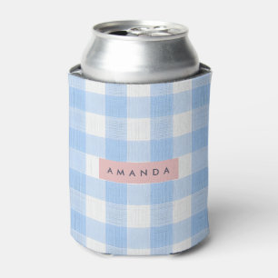 Rafraîchisseur Pour Canette Gingham Bleu Ciel Pâle Personnalisé