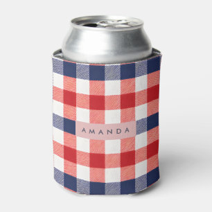 Rafraîchisseur Pour Canette Gingham Rouge, Blanc et Bleu Patriotique Personnal