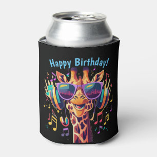 Rafraîchisseur Pour Canette Girafe de fête colorée cool avec casque