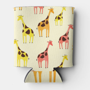 Rafraîchisseur Pour Canette Giraffe de dessin : Motif Vintage coloré.
