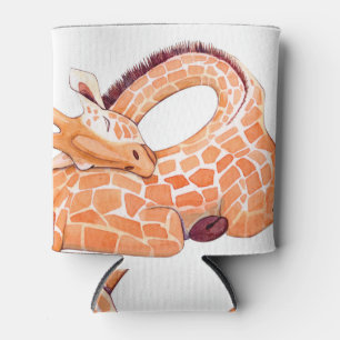 Rafraîchisseur Pour Canette Giraffe dormante : Aquarelle douce