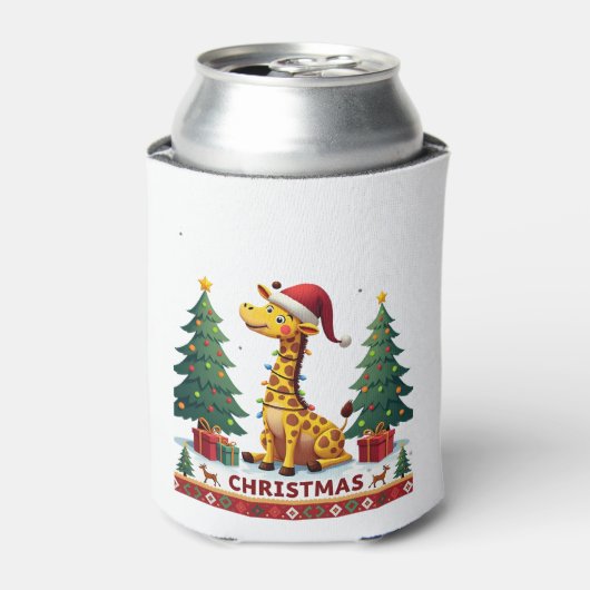 Rafraîchisseur Pour Canette Giraffe Ugly Christmas Sweaters Funny Santa Hat Li (Can devant)