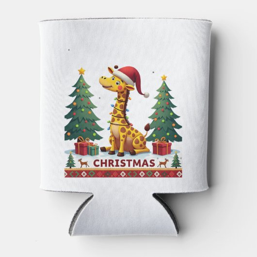 Rafraîchisseur Pour Canette Giraffe Ugly Christmas Sweaters Funny Santa Hat Li (Devant)