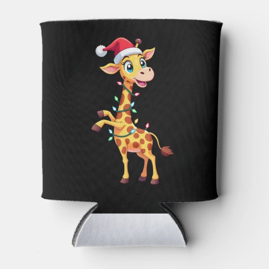 Rafraîchisseur Pour Canette Giraffe Xmas Lighting Funny Santa Giraffe Christma (Devant)