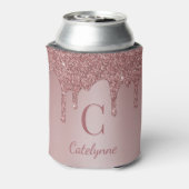 Rafraîchisseur Pour Canette Girly Rose Gold Sparkle Glitter Drips monogram (Can Dos)