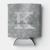 Rafraîchisseur Pour Canette Girly Silver Glitter Sparkle Glam Monogram (Devant)