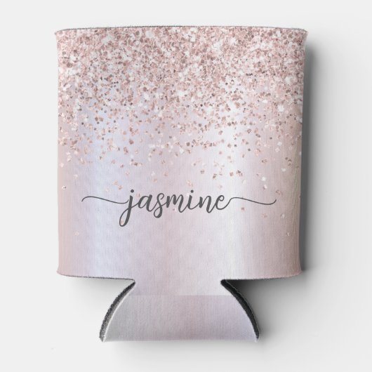 Rafraîchisseur Pour Canette Glam Rose Gold Parties scintillant Metal Monogramm (Devant)
