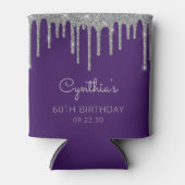 Rafraîchisseur Pour Canette Glam Silver Parties scintillant Drip Purple 60e an (Devant)