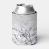 Rafraîchisseur Pour Canette Glamorous Silver White Glitter Marble Gradient (Can devant)