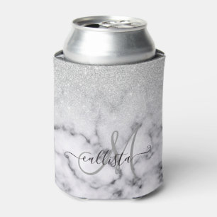 Rafraîchisseur Pour Canette Glamorous Silver White Glitter Marble Gradient