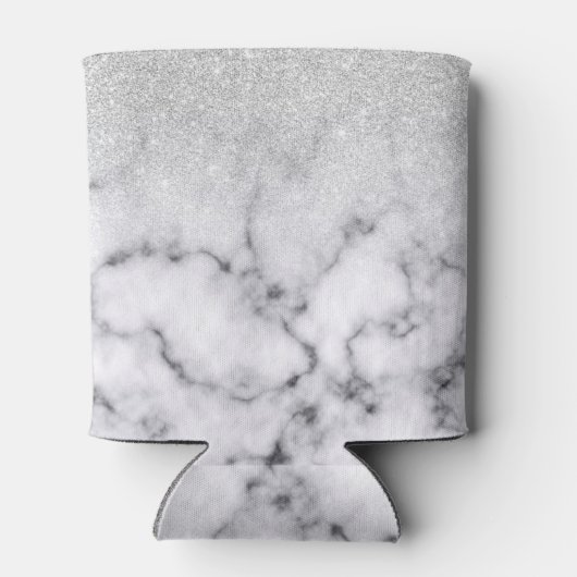 Rafraîchisseur Pour Canette Glamorous Silver White Glitter Marble Gradient (Dos)