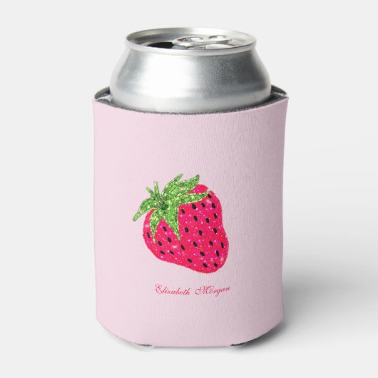 Rafraîchisseur Pour Canette Glitter Fraise Rose Cool (Can devant)