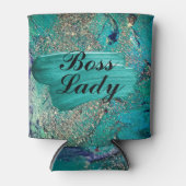 Rafraîchisseur Pour Canette Glittery Aqua Peinture Strots Boss Lady (Devant)