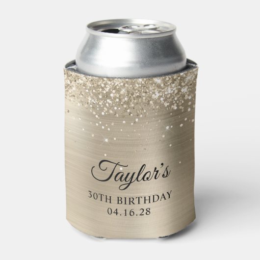Rafraîchisseur Pour Canette Glittery Champagne Foil 30e anniversaire (Can devant)