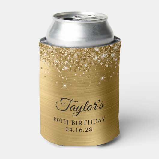 Rafraîchisseur Pour Canette Glittery Gold Foil 60e anniversaire (Can devant)