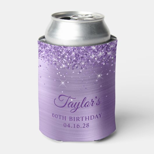Rafraîchisseur Pour Canette Glittery Light Purple Foil 60e anniversaire (Can devant)