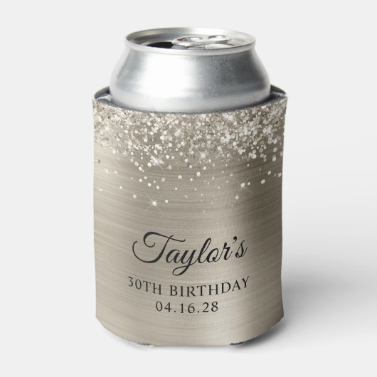 Rafraîchisseur Pour Canette Glittery Platinum Foil 30e anniversaire (Can devant)