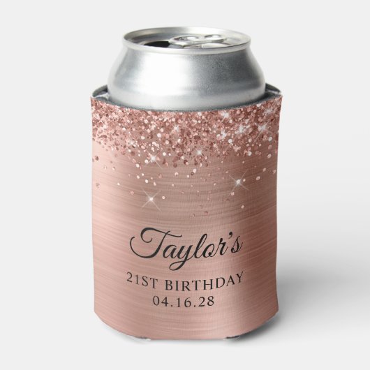 Rafraîchisseur Pour Canette Glittery Rose Gold Foil 21e anniversaire (Can devant)