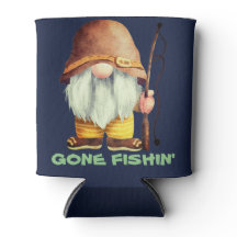 Gnome Vintage Retro de Fishin avec poteau de pêche
