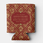 Rafraîchisseur Pour Canette Gold et Red Damask 50th Mariage Anniversary (Dos)