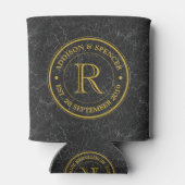 Rafraîchisseur Pour Canette Gold Monogram Black Leather Wedding Anniversary (Dos)